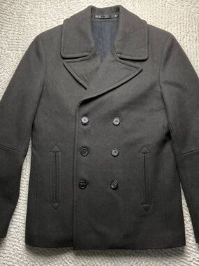 All Saints Spitalfields Wool Pea Coat Size Small